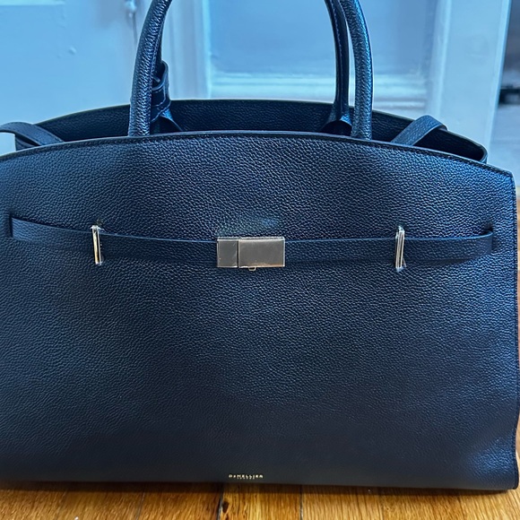 AUTHENTIC full size DeMellier Black Leather Top-Handle Tote with Gold Accents - Picture 12 of 16